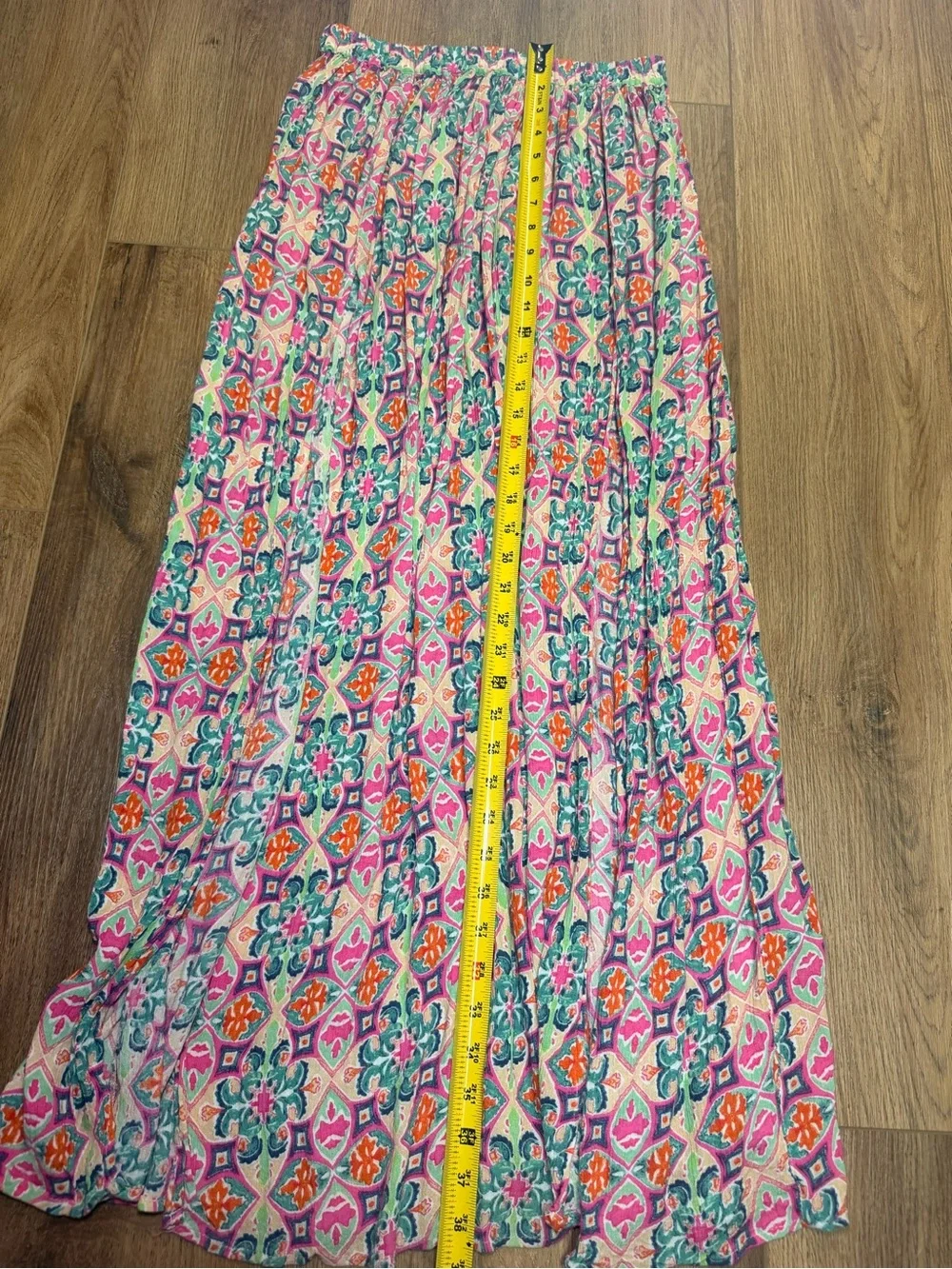 ASOS Frill Beach Mosaic Tile‎ Swim Cover Maxi Skirt Double Front Slits US 6 Boho